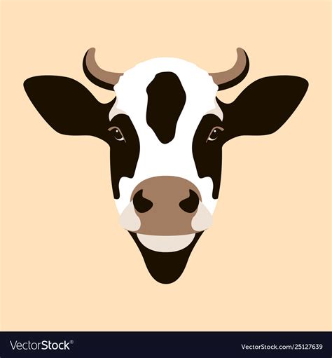 Cow face flat style front Royalty Free Vector Image