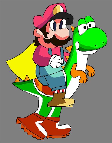 Mario riding Yoshi by Ragameechu on DeviantArt