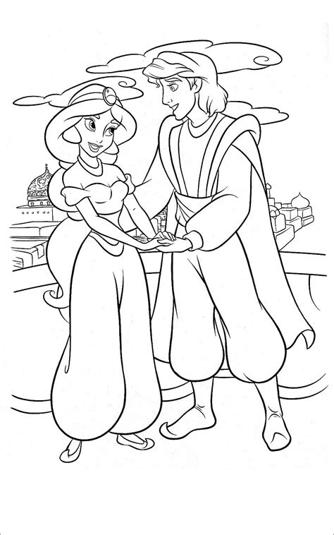 Aladdin, Abu and Genie Coloring Page to Print - ColoringBay