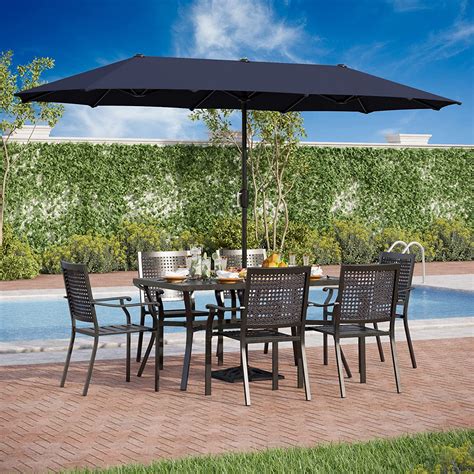 VILLA Outdoor 10ft Patio Umbrella Set for 4 with 5 Pieces Dining Table ...