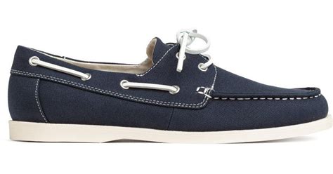 H&m Canvas Deck Shoes in Blue for Men | Lyst