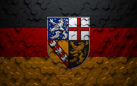 Download wallpapers Flag of Saarland, honeycomb art, Saarland hexagons ...