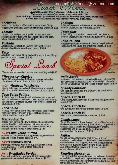 Online Menu of Marias Mexican Restaurant Restaurant, Atchison, Kansas, 66002 - Zmenu