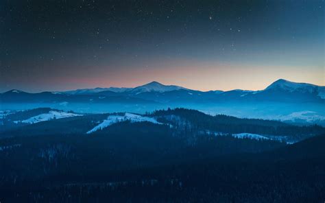 wallpaper mountains, aerial view, starry sky, night, landscape HD : Widescreen : High Definition ...