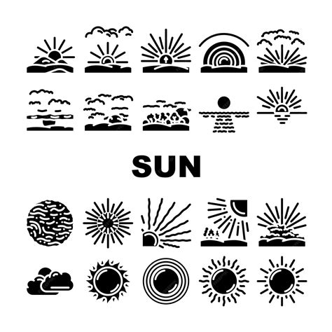 Iconos de luz de sol de verano sol conjunto vector sol elemento ...
