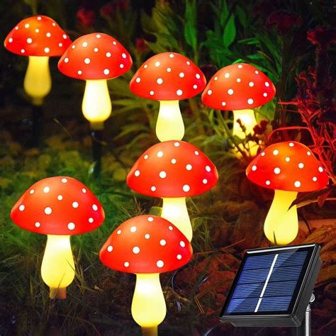 Ezzfairy Upgraded 8-Pack Solar Garden Mushroom Lights, 8 Modes Solar Powerd Garden Decorations ...