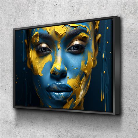 Blue and Gold Facial Paint African American Wall Art – African Vibes
