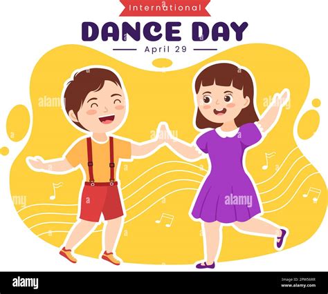 International Dance Day Illustration with Professional Kids Dancing Performing in Flat Cartoon ...