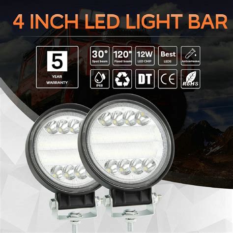 LED Headlight 4 inch 72W car LED headlights off road work lights round LED lights super bright ...