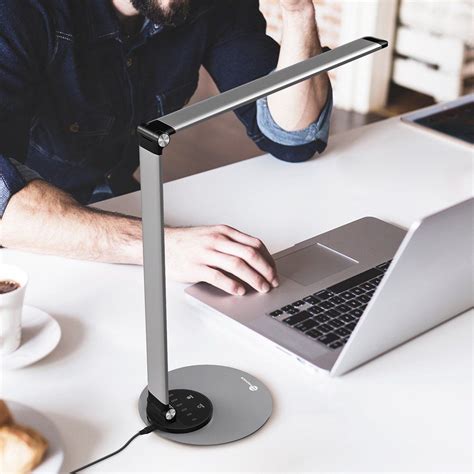 TaoTronics Aluminum Alloy Dimmable LED Desk Lamp with USB Charging Port Table Lamp for Office ...