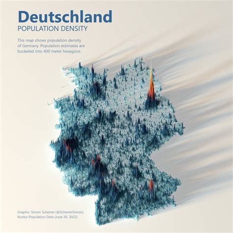 3d population density map of Germany. by... - Maps on the Web