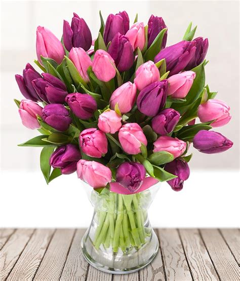 Pink & Purple Tulips | Delivered on Mother's Day | Eflorist.co.uk | Purple tulips bouquet ...