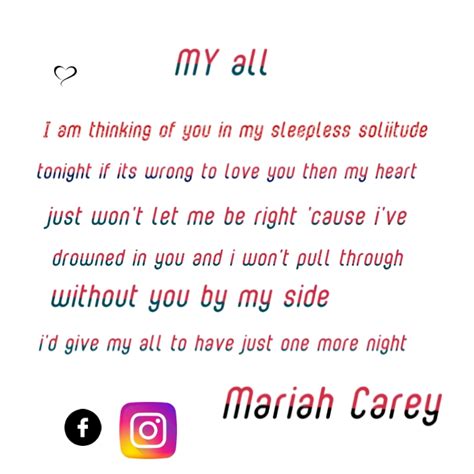 Copy of MY ALL (Lyrics by Mariah Carey) | PosterMyWall