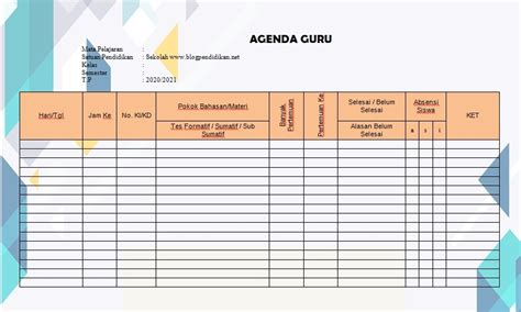 Contoh Jurnal Agenda Guru Mengajar - Info Guru Dan CPNS