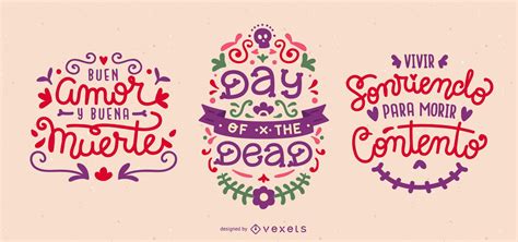 Day Of The Dead Quote Set Vector Download