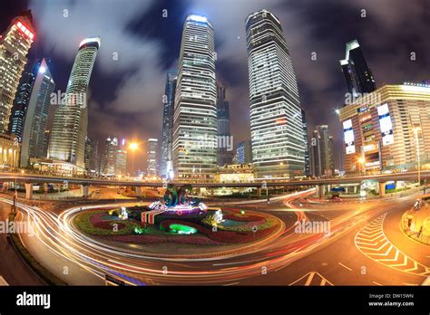 shanghai downtown at night Stock Photo - Alamy