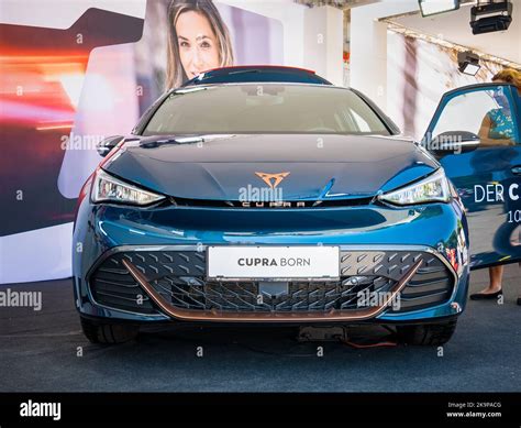 Vienna, Austria - June 2022: Close up detail with the new Cupra Born electric compact car Stock ...