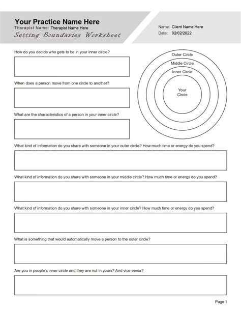 Setting Boundaries Worksheet PDF