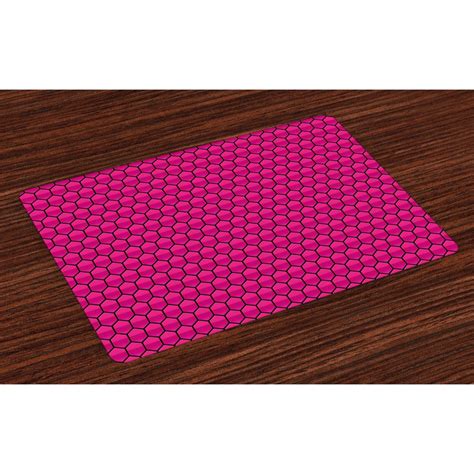 Hot Pink Placemats Set of 4 Honeycomb Pattern Nature Inspired Design with Monochrome Color ...