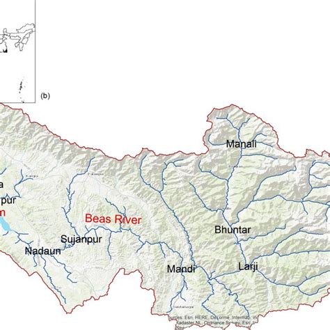 Map of the Beas River Basin and its situation (inset). | Download ...