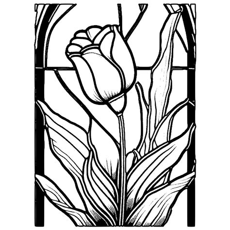 Stained Glass Flower Coloring Page · Creative Fabrica