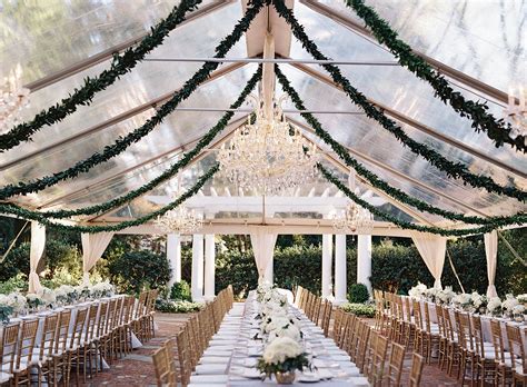 Clear Outdoor Tent With Greenery | Wedding classic, Elegant wedding themes, Classic wedding themes