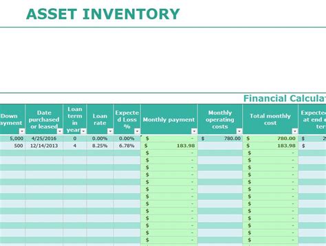 Asset Inventory Template - My Excel Templates