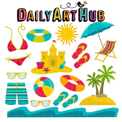 Beach Vacation Clip Art Set – Daily Art Hub – Free Clip Art Everyday