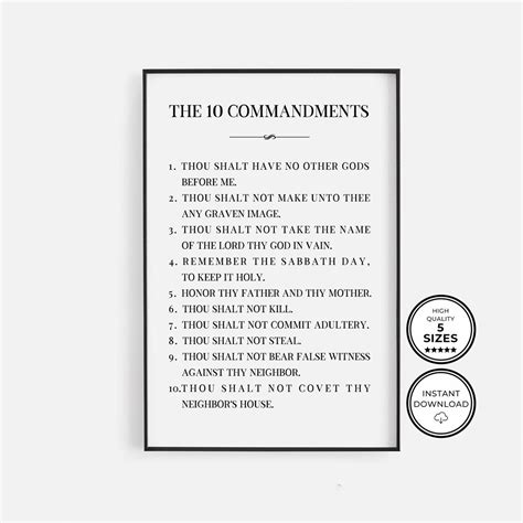 Exodus 20 the 10 Commandments, Printable Blessing Art, Spiritual Art Print, Minimalist Scripture ...