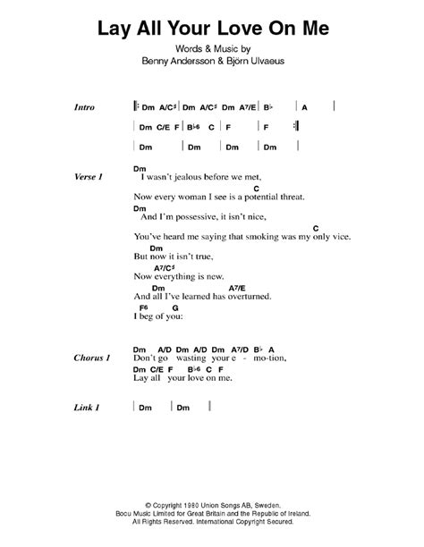 Lay All Your Love On Me by ABBA - Guitar Chords/Lyrics - Guitar Instructor