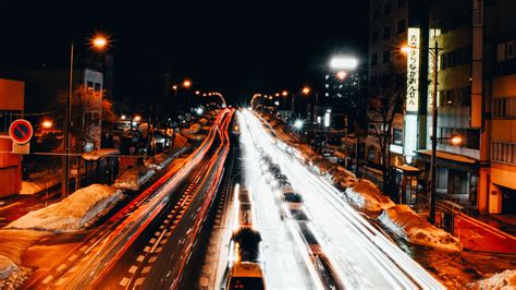 Download wallpaper 3840x2160 road, night, cars, light, long exposure ...