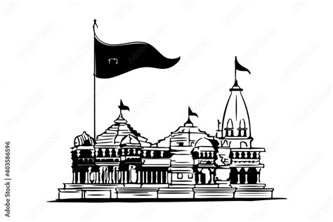 Vecteur Stock illustration of ram mandir silhouette isolated on white background. this is a ...