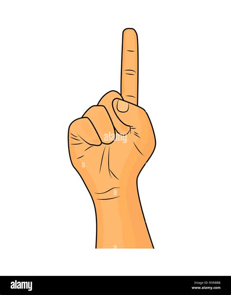 Hand finger up gesture vector - realistic cartoon illustration. Image ...