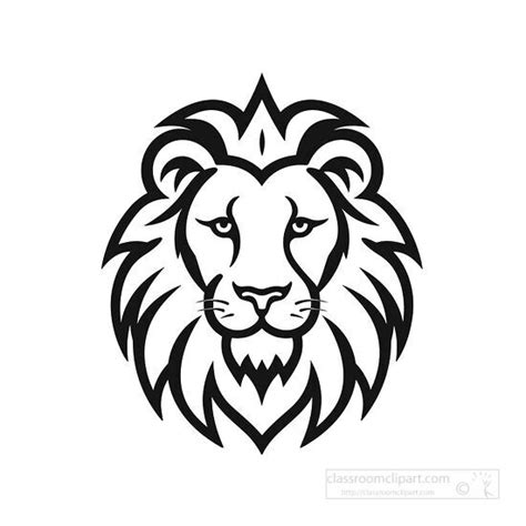 Animal Outline Clipart-lion face 1 black outline clip art