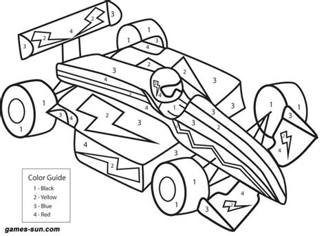 race car color by numbers | School age crafts and projects | Pinterest | Coloring, Sun and Color ...