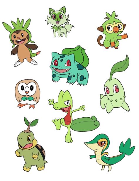 Pokemon 10 X 8 Art Print All Grass Starter - Etsy