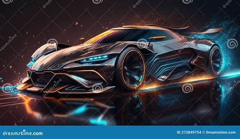 A Sleek Sports Car with an Futuristic Design with Lighting Effects ...