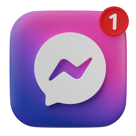 3D render, Meta chat messenger, Facebook messenger with new notification isolated on transparent ...