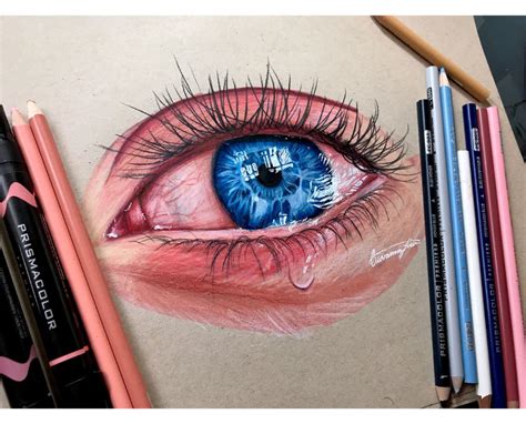 Drawing A Realistic Eye | Prismacolor | Eye drawing tutorials, Crying eye drawing, Eye drawing