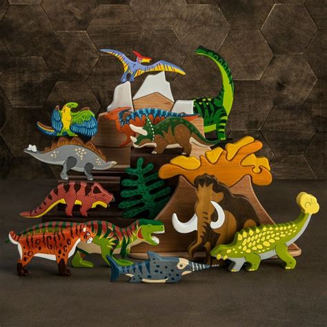 Wooden Dinosaur Toy - Etsy