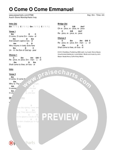O Come O Come Emmanuel Chords PDF (Austin Stone Worship / Aaron Ivey ...