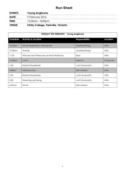 Run Sheet Template - WINNING TEMPLATES