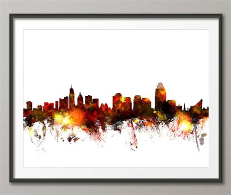 Cincinnati Skyline, Cincinnati Ohio Cityscape Art Print 1076 - Etsy