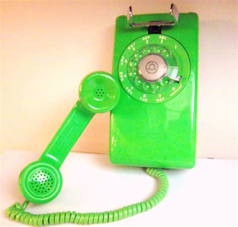 VTG LIME GREEN ROTARY WALL TELEPHONE mod 70s retro panton mcm kartell ...