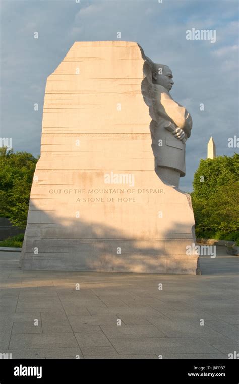 The Martin Luther King Memorial, with the Washington Monument seen in ...