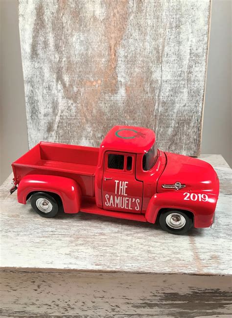 Personalized Red truck Red truck Christmas Farm decor | Etsy