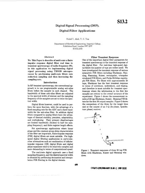 Digital Signal Processing (DSP), Digital Filter Applications | PDF