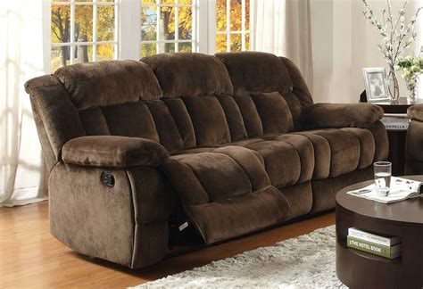 Homelegance Laurelton Double Reclining Sofa - Chocolate - Textured Plush Microfiber 9636-3 ...