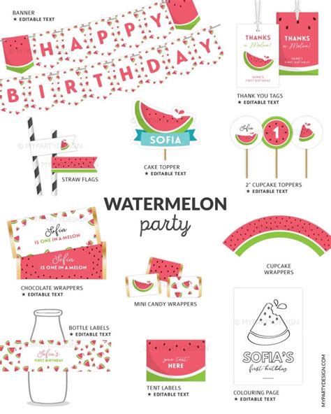 Watermelon Birthday Party Printables and Decorations - My Party Design