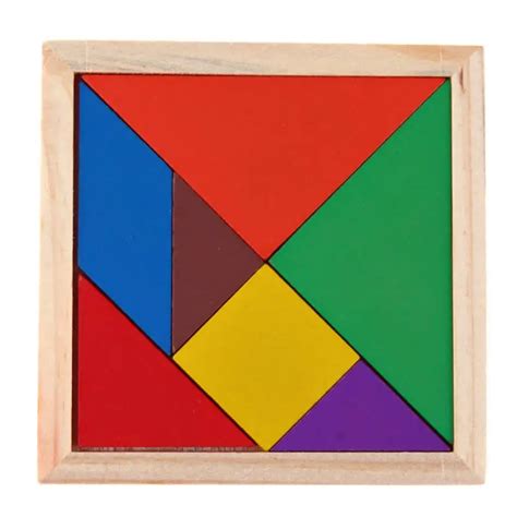 Montessori Wooden Tangram Jigsaw Puzzle Toy Geometry Shape Baby DIY ...